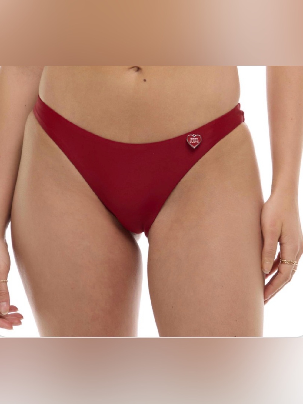 Body Glove Smoothies Athena Red Low Rise Cheeky Bikini Bottom Swimsuit Women's M